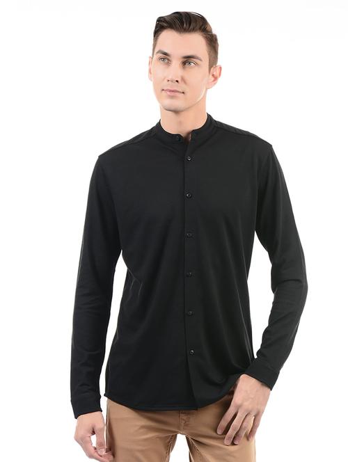 black cotton casual shirt - 14543324 - Standard Image - 1