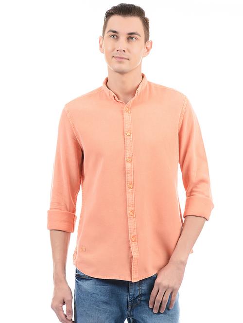 orange cotton blend casual shirt - 14543327 - Very Small Image - 1
