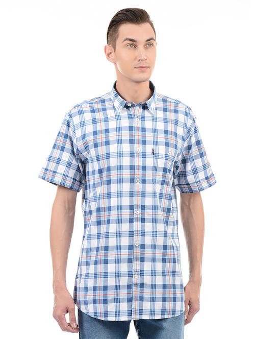 blue cotton blend casual shirt - 14543331 - Very Small Image - 1