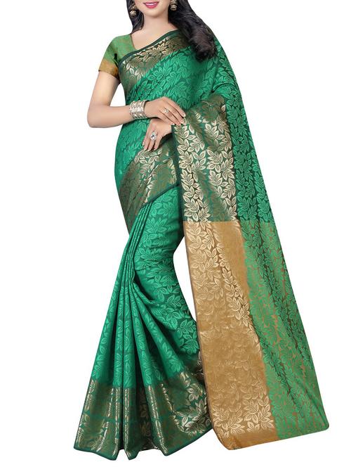 Green woven saree - 14543366 - Very Small Image - 1