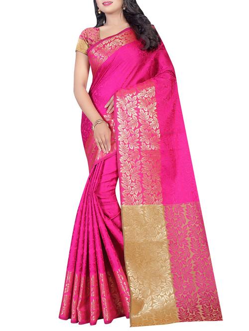 Pink woven saree - 14543367 - Very Small Image - 1