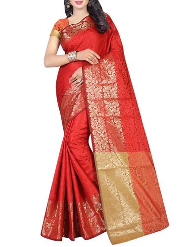 Red woven saree - 14543368 - Very Small Image - 1