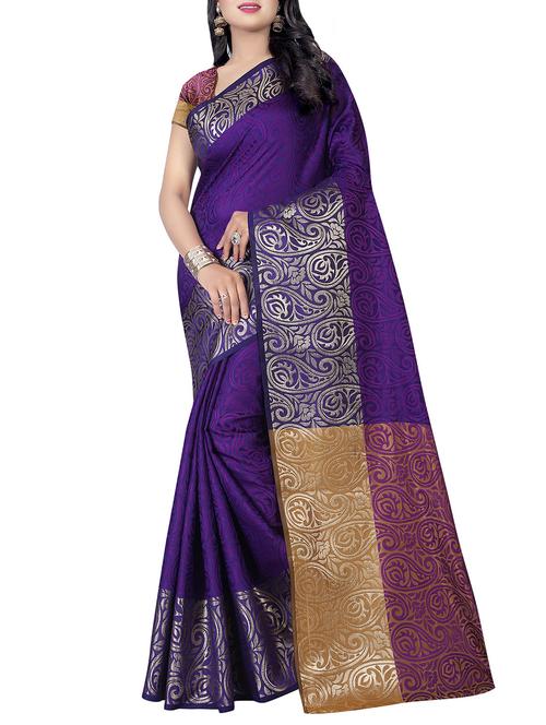 Purple woven saree - 14543369 - Very Small Image - 1