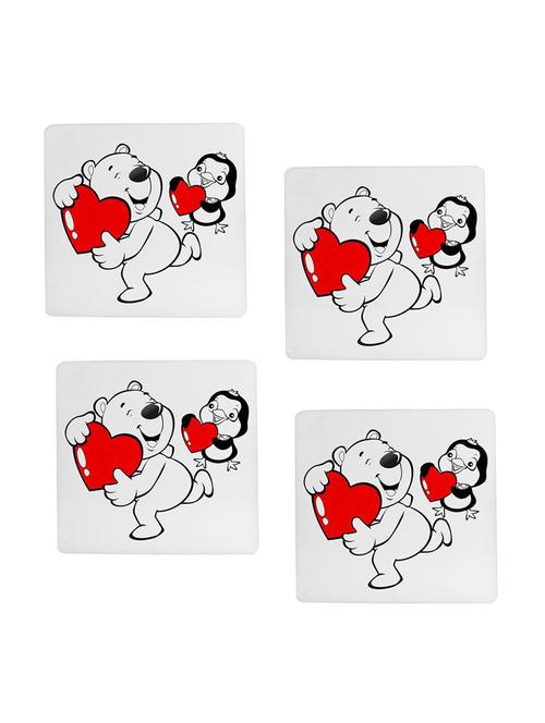 cartoon character with heart printed Set of 4 coasters - 14543439 - Standard Image - 1