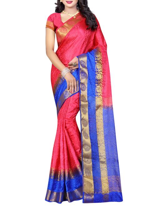pink tussar silk saree with blouse - 14543543 - Very Small Image - 1