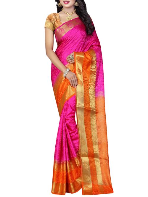 pink tussar silk saree with blouse - 14543547 - Very Small Image - 1