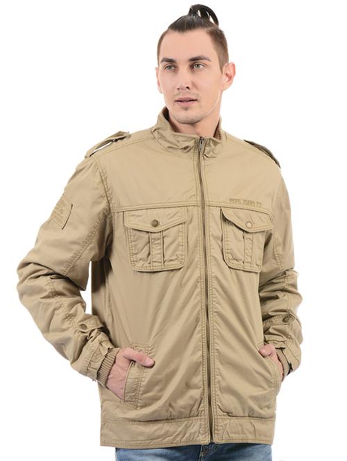 beige cotton casual jacket - 14543576 - Very Small Image - 1