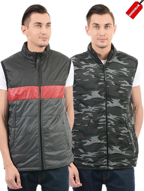 black nylon reversible casual jacket - 14543580 - Very Small Image - 1