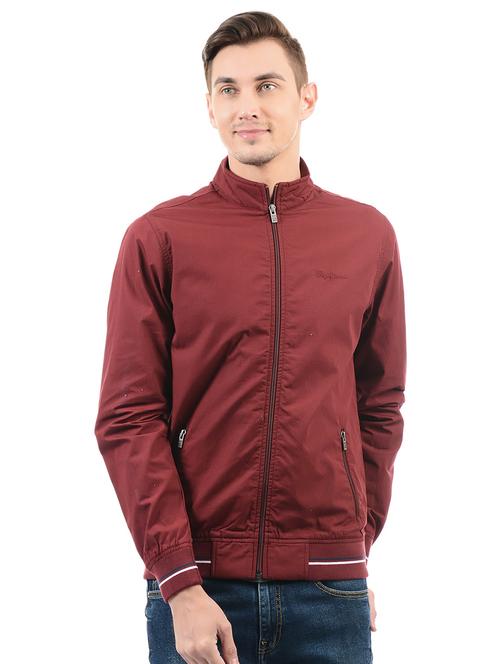 maroon cotton casual jacket - 14543583 - Very Small Image - 1