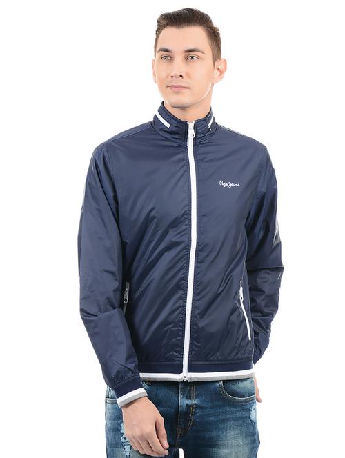 navy blue nylon casual jacket - 14543584 - Very Small Image - 1