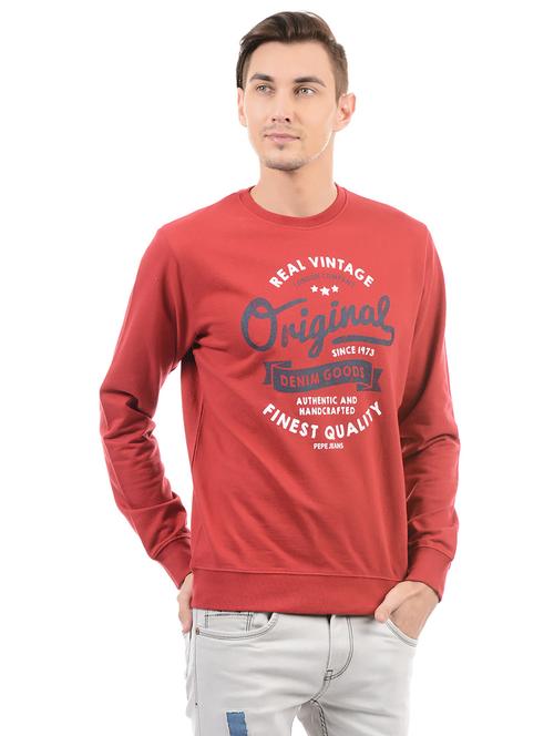 red cotton sweatshirt - 14543607 - Very Small Image - 1