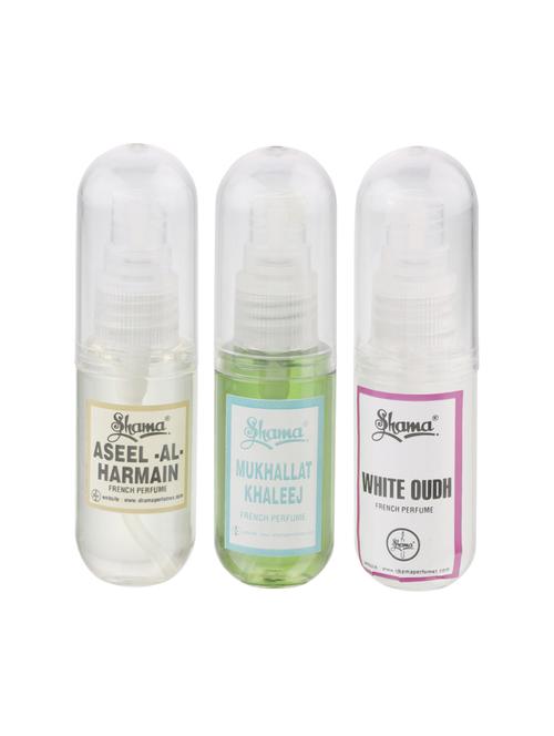 Shama Mukhallat Khaleej, Aseel-AL-Harmain, White Oud Alcohol Free Undiluted Natural Attar For Men & Women - 30 ml (Pack of 3) - 14543614 - Very Small Image - 1