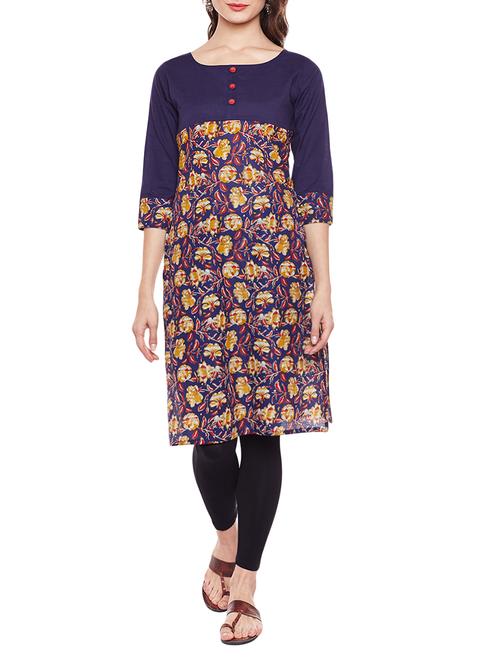 blue cotton straight kurta - 14543635 - Very Small Image - 1