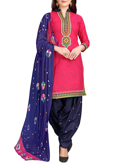 pink semi-stitched patiyala suit - 14543659 - Very Small Image - 1