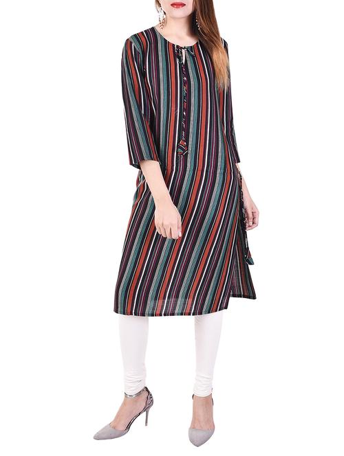 multicolored rayon straight kurta - 14543660 - Very Small Image - 1