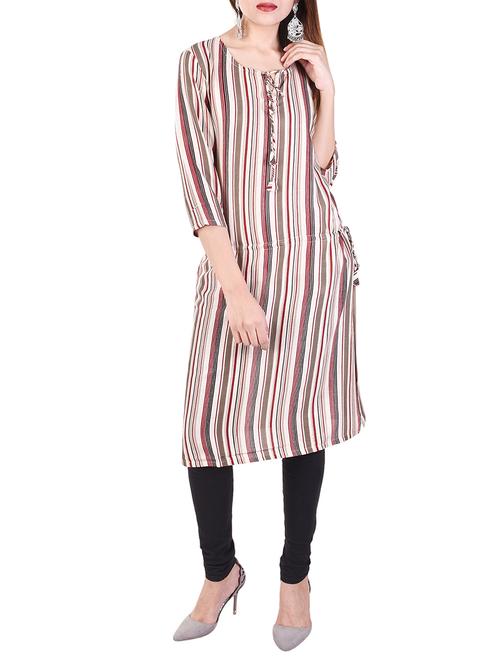 multicolored rayon straight kurta - 14543661 - Very Small Image - 1