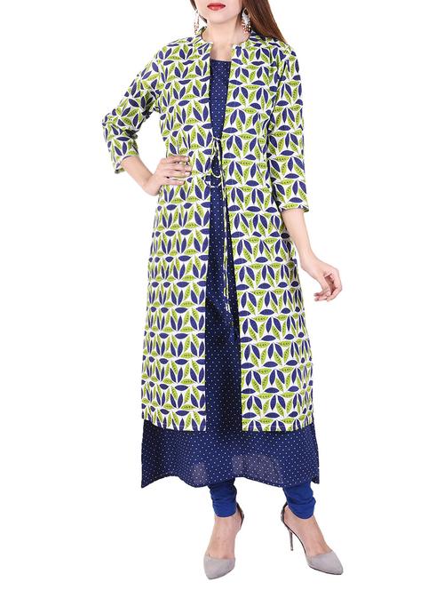 blue cotton layered kurta - 14543663 - Very Small Image - 1
