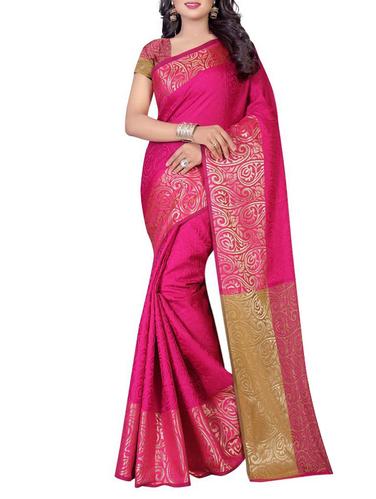 pink art silk woven saree with blouse - 14543730 - Very Small Image - 1