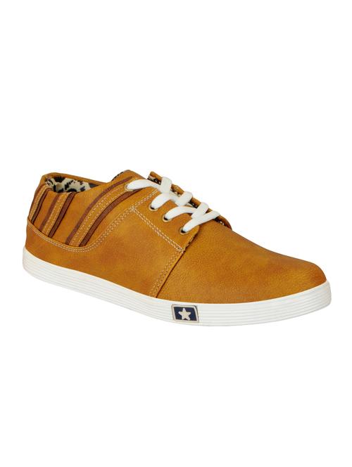 tan leatherette lace up sneaker - 14543742 - Standard Image - 1