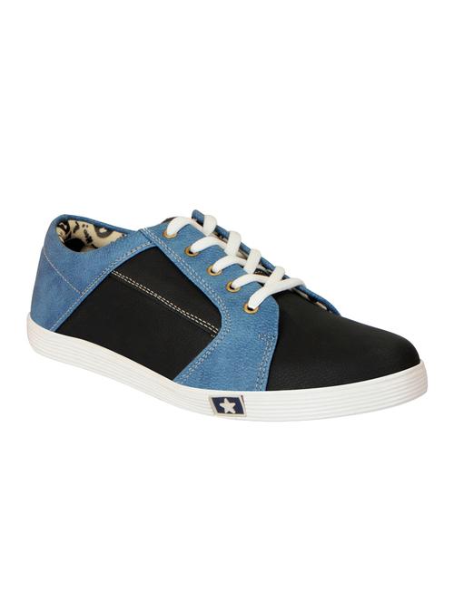 black leatherette lace up sneaker - 14543743 - Standard Image - 1