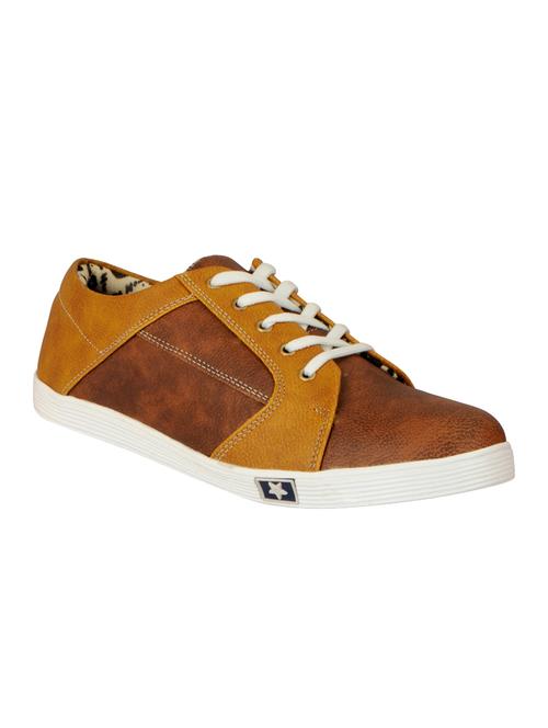 brown leatherette lace up sneaker - 14543745 - Standard Image - 1