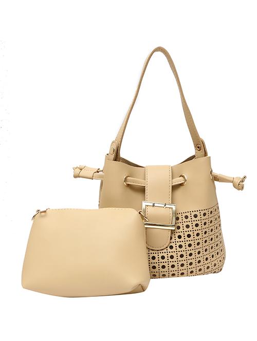 beige leatherette regular handbag - 14543747 - Standard Image - 1