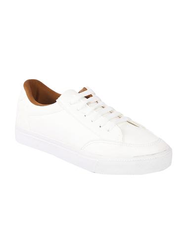 white fabric laceup sneakers - 14543850 - Very Small Image - 1