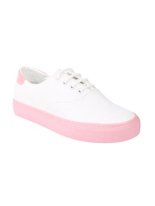 white fabric laceup sneakers - 14543855 - Very Small Image - 1