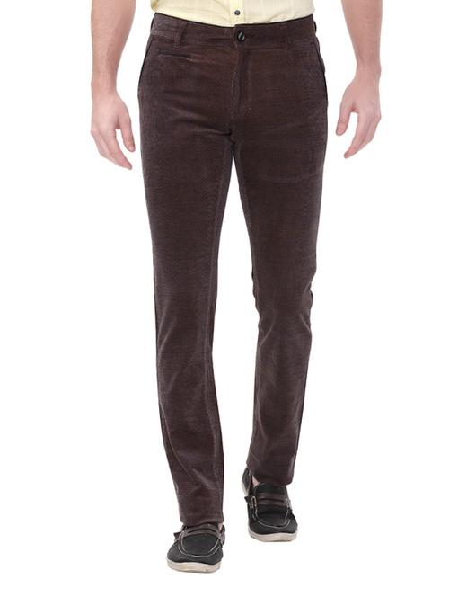 brown cotton corduroy casual trousers - 14543943 - Standard Image - 1