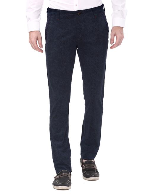 navy blue cotton corduroy casual trousers - 14543951 - Very Small Image - 1