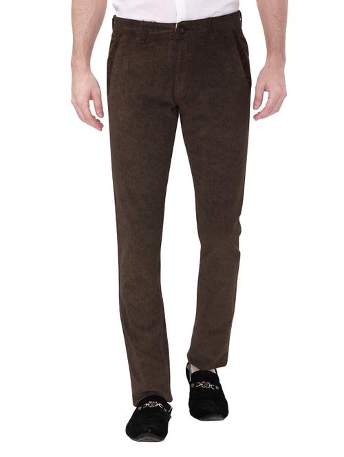 brown cotton corduroy casual trousers - 14543954 - Standard Image - 1