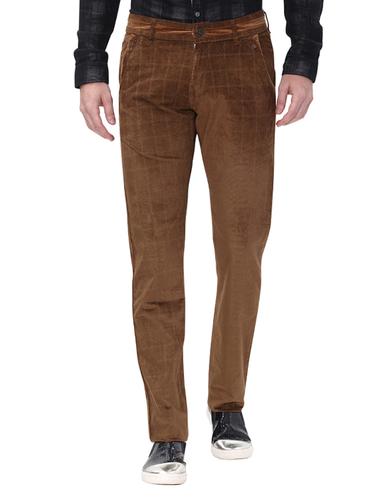 brown cotton corduroy casual trousers - 14543956 - Very Small Image - 1