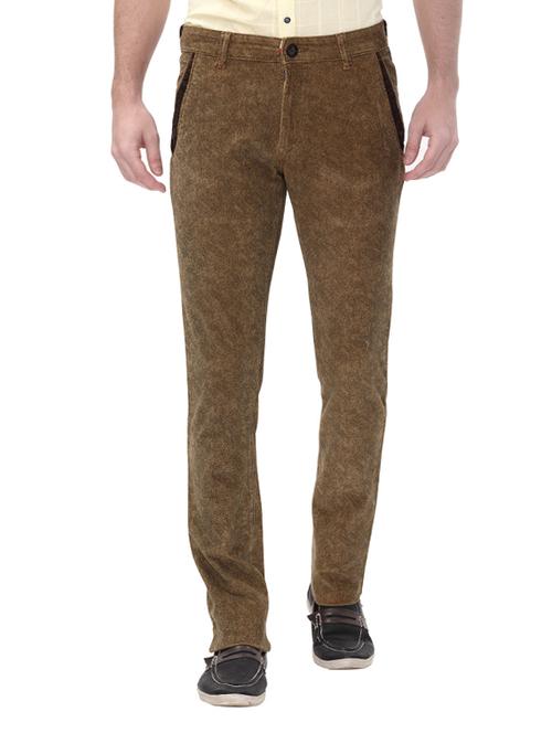 brown cotton corduroy casual trousers - 14543957 - Very Small Image - 1