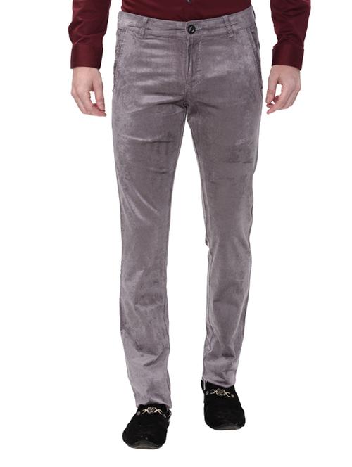 grey cotton corduroy casual trousers - 14543966 - Very Small Image - 1