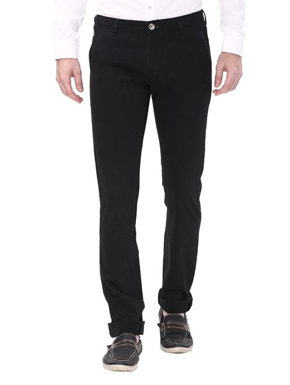 black cotton chinos casual trousers - 14543971 - Zoom Image - 1