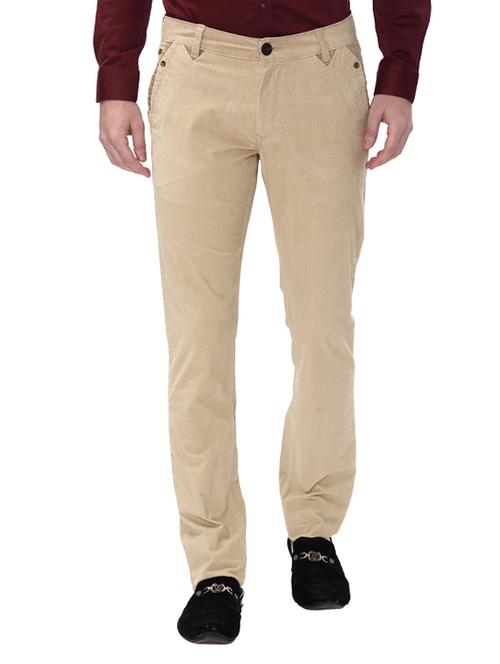 beige cotton corduroy casual trousers - 14543978 - Very Small Image - 1