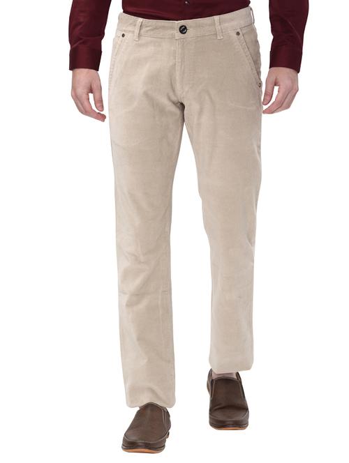 beige cotton corduroy casual trousers - 14543983 - Very Small Image - 1
