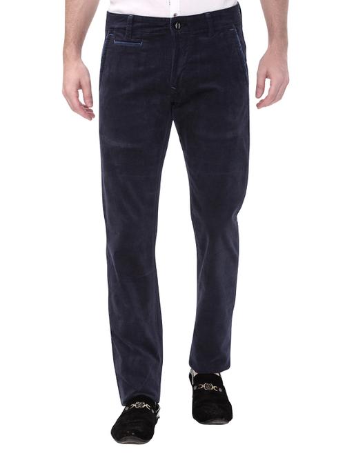 navy blue cotton corduroy casual trousers - 14543985 - Standard Image - 1
