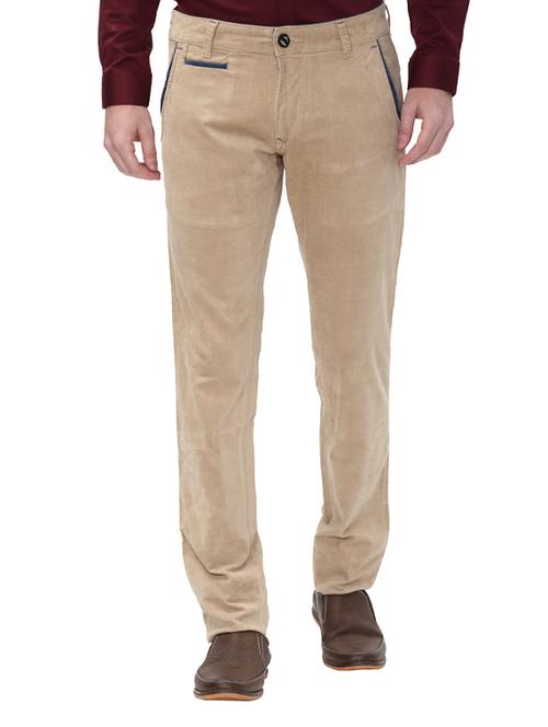 beige cotton corduroy casual trousers - 14543986 - Standard Image - 1