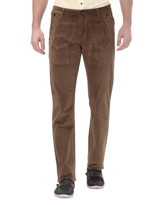brown cotton corduroy casual trousers - 14543990 - Very Small Image - 1