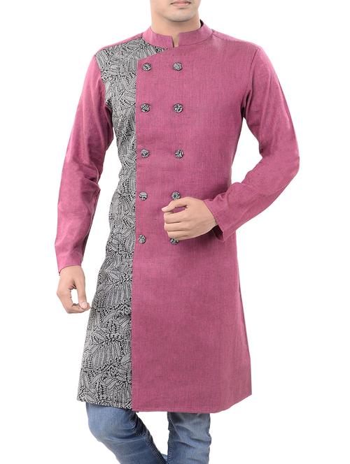 pink cotton long kurta - 14544005 - Standard Image - 1