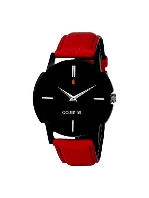 Golden Bell Original Black Dial Red Strap Analog Wrist Watch for Men - GB-447 - 14544068 - Very Small Image - 1