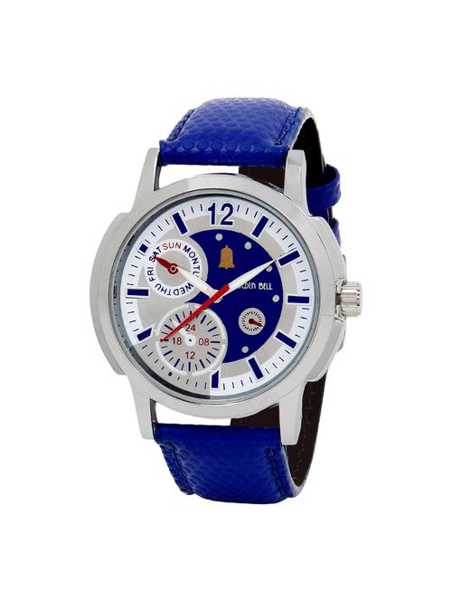 Golden Bell Original Multicolour Dial Blue Leather Strap Analog Wrist Watch for Men - GB-477 - 14544077 - Very Small Image - 1