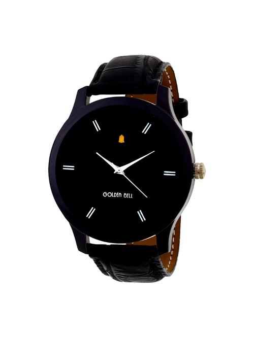 Golden Bell Original Black Dial Black Leather Strap Analog Wrist Watch for Men - GB-607 - 14544086 - Standard Image - 1