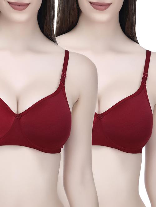 Set of 2 Maroon heavily padded bra - 14544148 - Very Small Image - 1