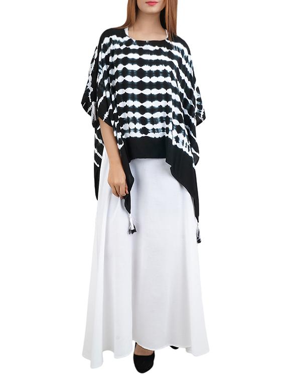 black rayon kaftan kurta - 14544222 - Zoom Image - 1
