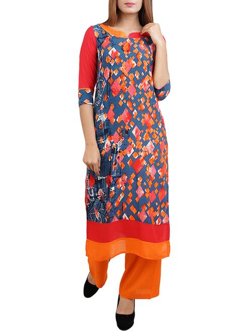 blue rayon straight kurta - 14544268 - Standard Image - 1