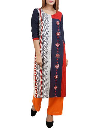 blue rayon straight kurta - 14544279 - Very Small Image - 1