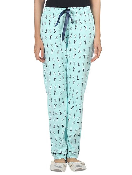 blue printed cotton pajama - 14544295 - Standard Image - 1