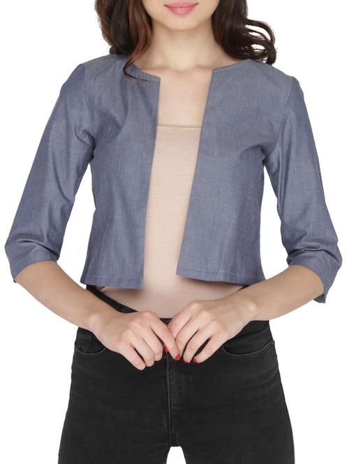 solid blue denim shrug - 14544374 - Standard Image - 1